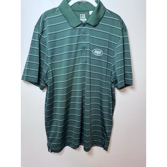 New York Jets Shirt Mens L Green Cutter & Buck DryTec Short Sleeve Polo NFL - Picture 6 of 10